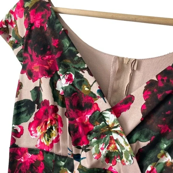 Retrospec'd Australian Vintage 50s Pin Up Red Green Floral Dress UK 8 Wedding - Picture 3 of 10